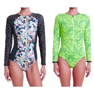 $156 Maaji Shades Triton Swim Suit Rashguard Medium Reversible Runs Small NWT